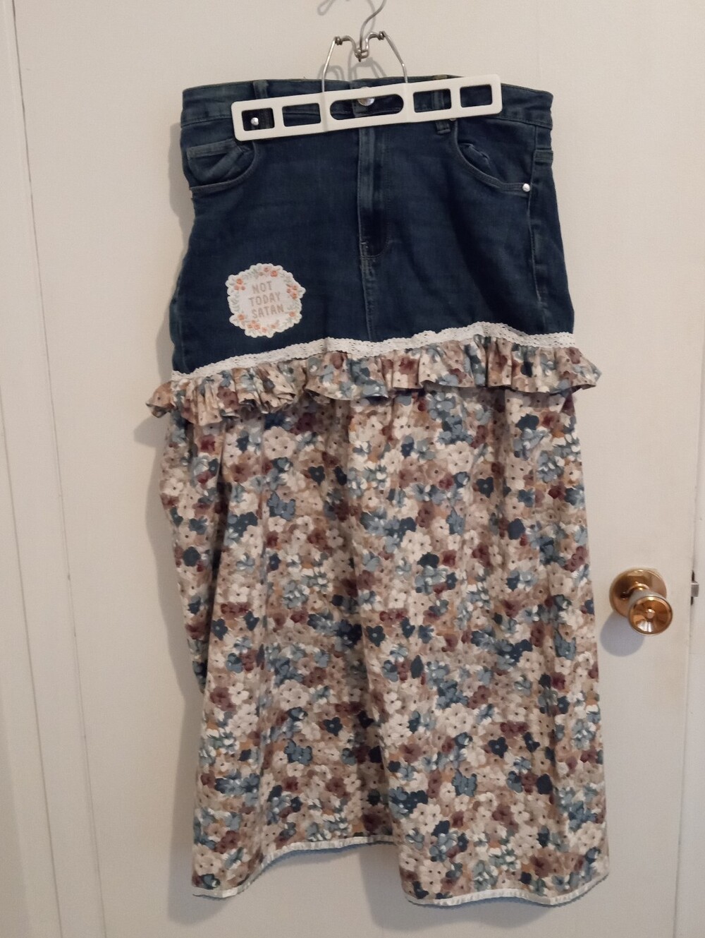 Upcycled Denim Skirt (Handmade By Me)